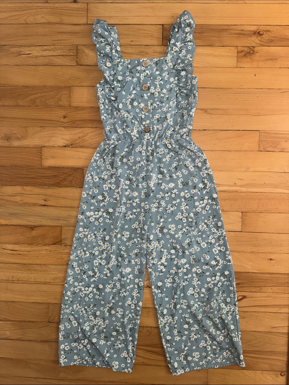 Lily Bleu Light Blue Floral Button-Front Jumpsuit